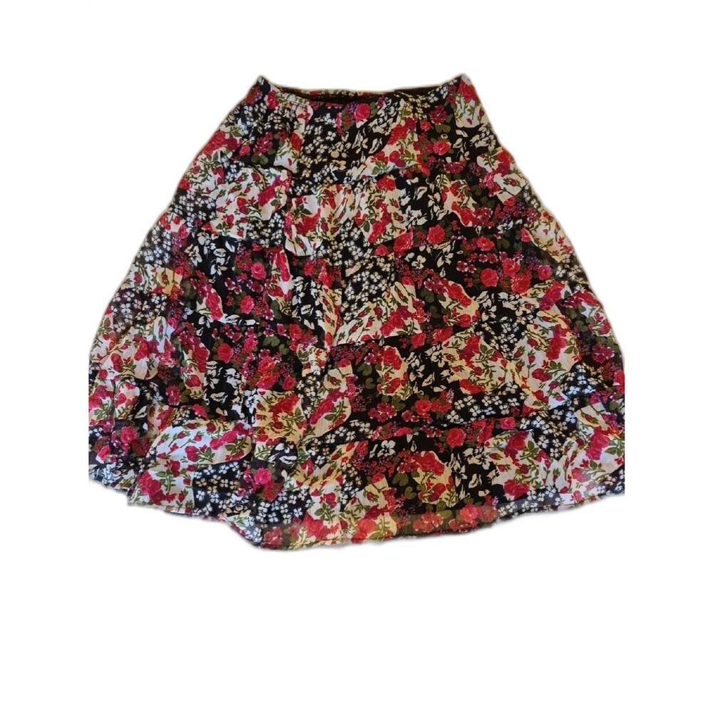 Amy Byer Girls Floral A-Line Skater Skirt Black Pink Spring Summer School 10